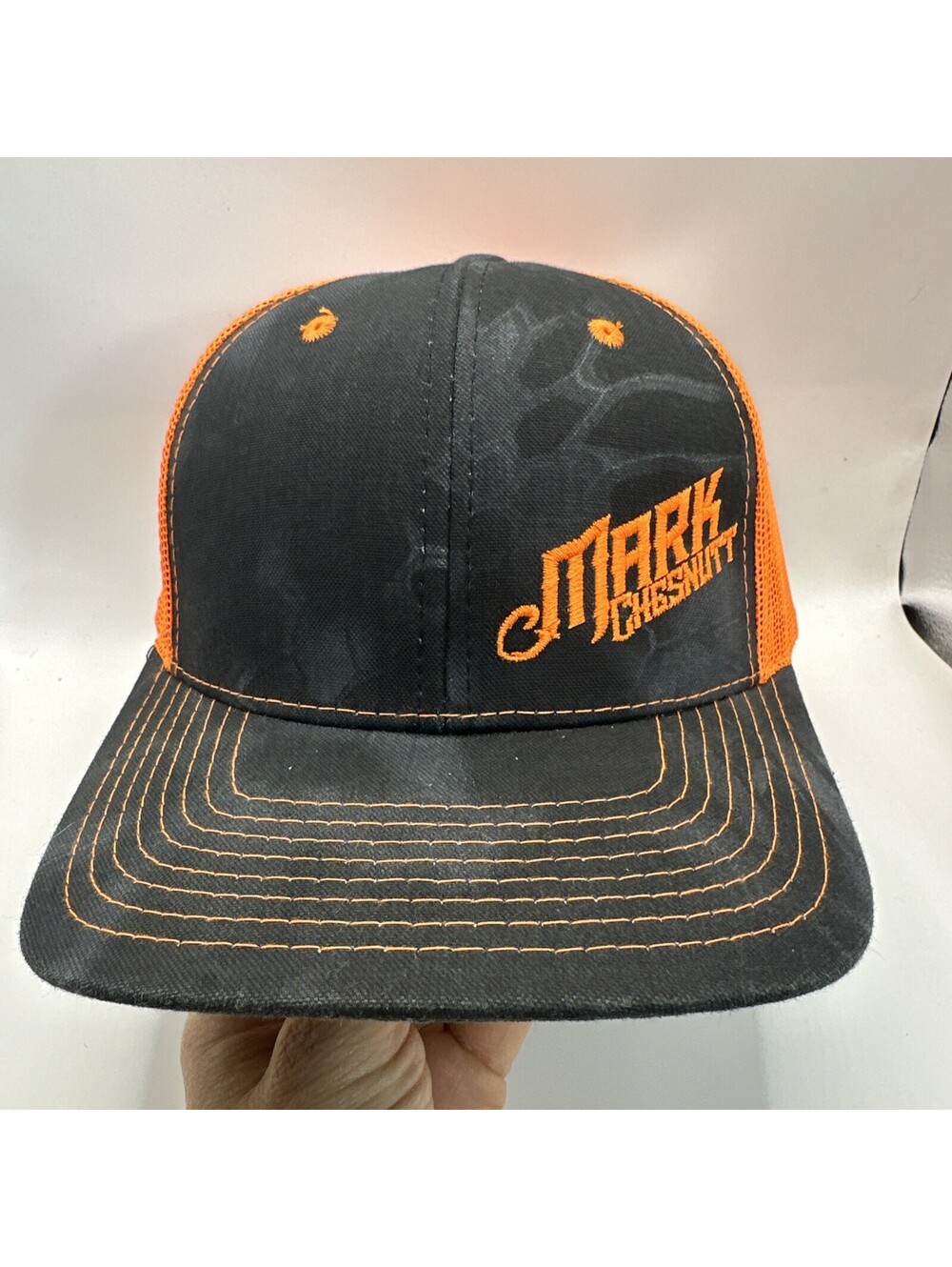 Mark Chestnutt Kryptek Trucker Hat Safety Orange Embroidered Graphic Cap